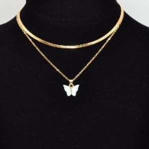 Necklace and earring set, butterfly